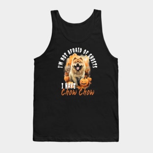 Chow Chow Dog Ghost Guardian Vintage Halloween Funny Tank Top